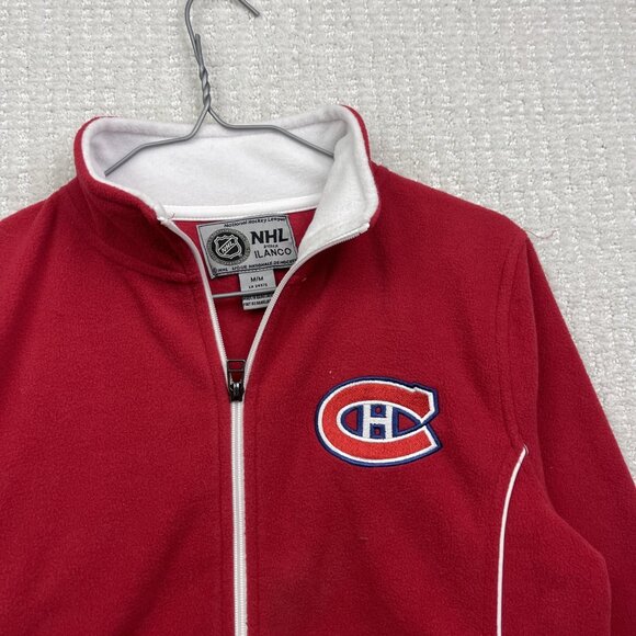 VTG Montreal Canadiens Polar Fleece Full Zip Jacket Wom M Red Ilanco NHL Hockey - Picture 5 of 15